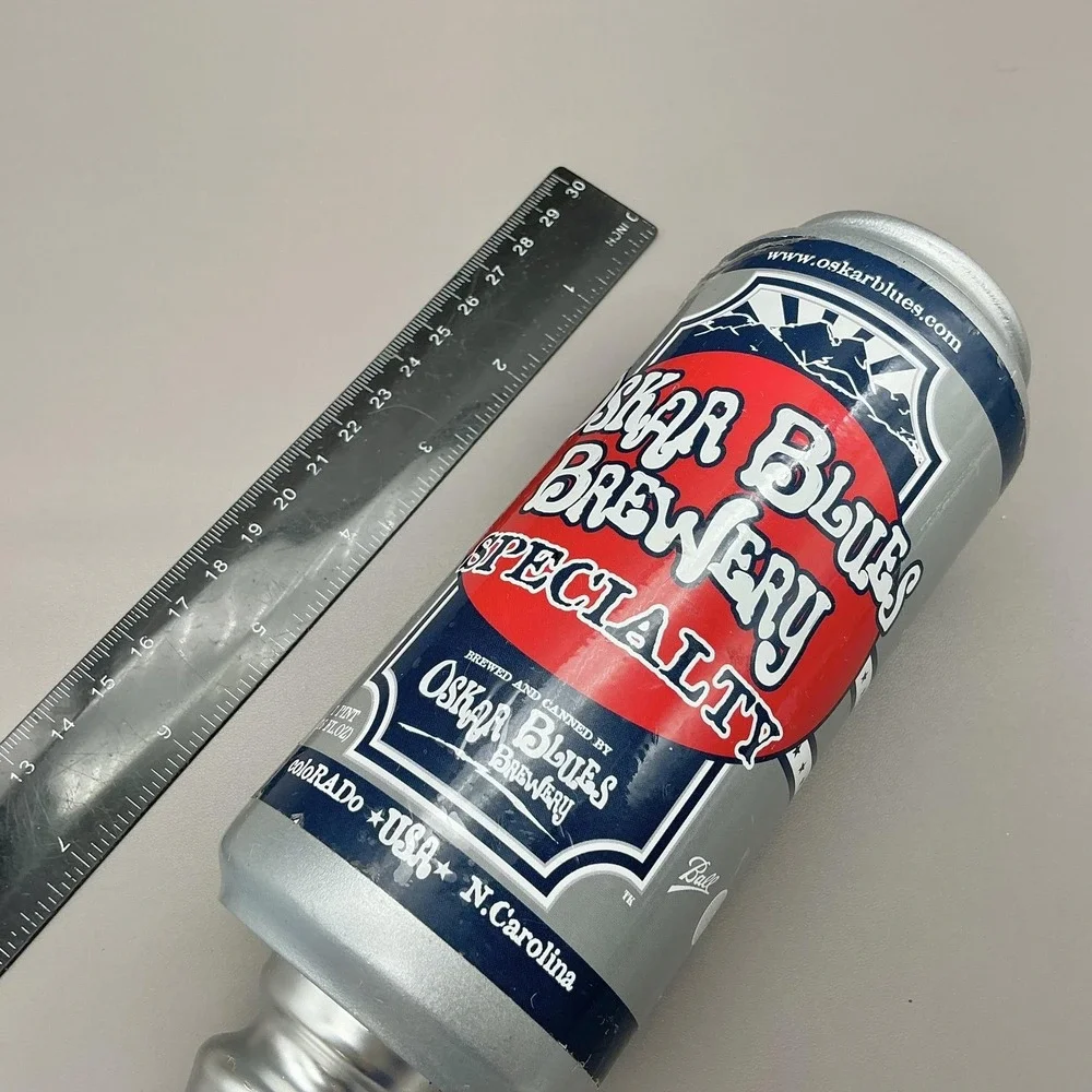 Oskar Blues Brewery Specialty Draft Beer Tap Handle 1 Pint Can Silver Red Blue
